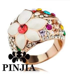Pave Multicolor Crystal Open Circle Cocktail Jewelry Ring
