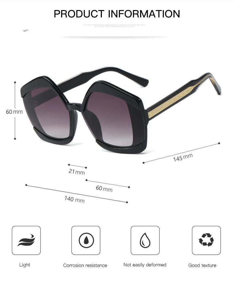 UV400 Resistant Ready to Ship Women Oversized Fashion Tr90 Sunglasses