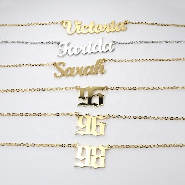 Jewelry Manufacturer Alphabet Initial Letter 925 Sterling Silver Custom Gold Plated Name Necklace for Women