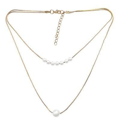Fashion Jewelry Double Layer Pearl Clasp Chain