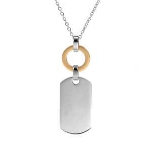 Gold-Plated Stainless Steel Ring Glossy Tag Necklace
