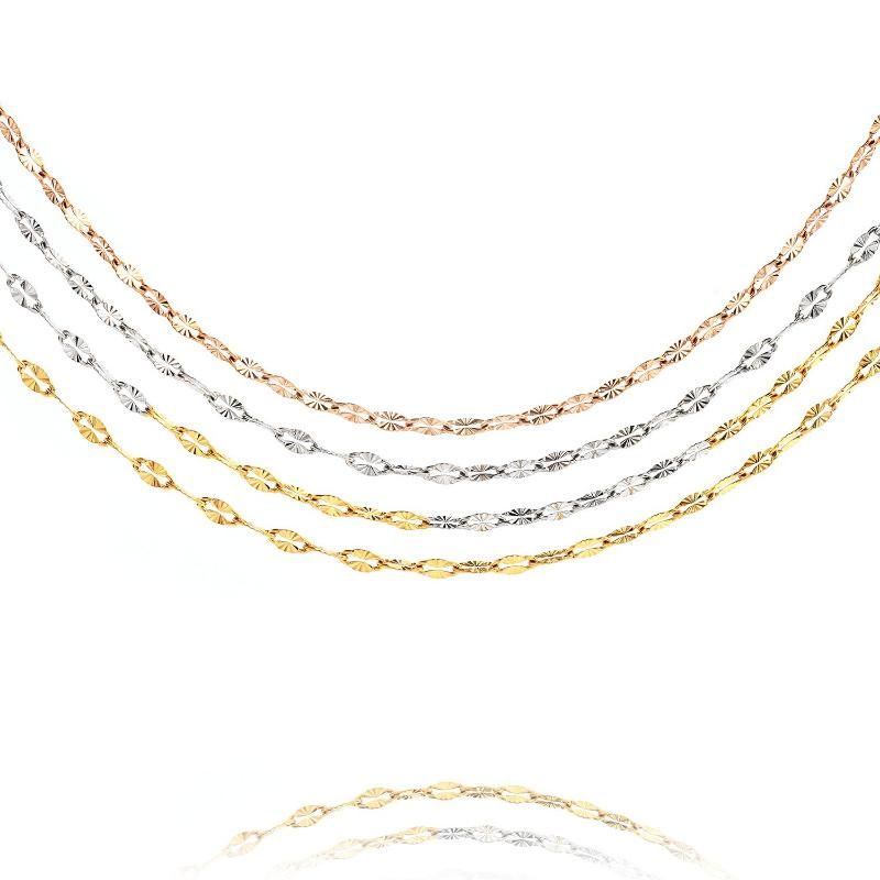 Wholesale Fashion 18K Gold Plated Lip Chain Embossed Handcraft Layering Necklace Bracelet Anklet Making Jewelry