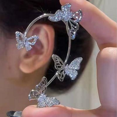 Fashion Style Earrings Gold Plated Alloy Shining Full Zirconia Hollow Ear Cuff Earrings for Women Party