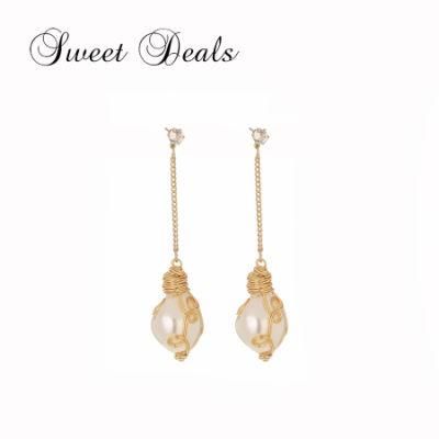 Baroque Long Fashion Earrings Style Pearl Drop Earrings