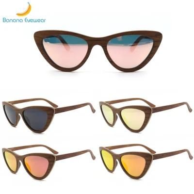 Ready to Ship 2020 Newest Women Cat Eye Rosewood Polarized Sunglasses