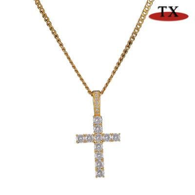 European and American Cross Pendant Micro Inlaid Large Zircon Necklace