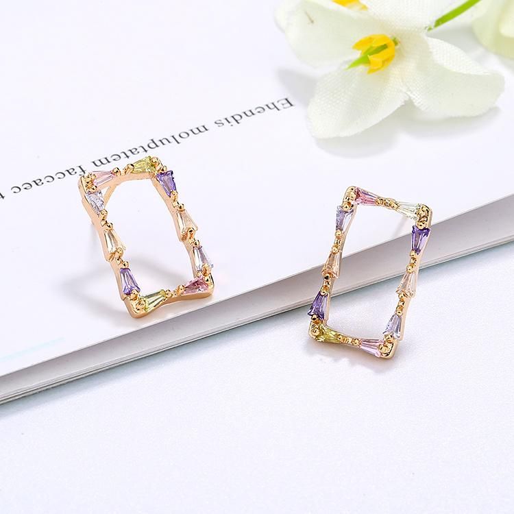 2020 Fashion Hot Sale Stylish Gold Plated Shaped crystal CZ Stud Earrings for Women Jewelry