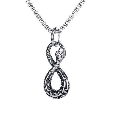 Men&prime; S Stainless Steel Snake Pendant Necklace