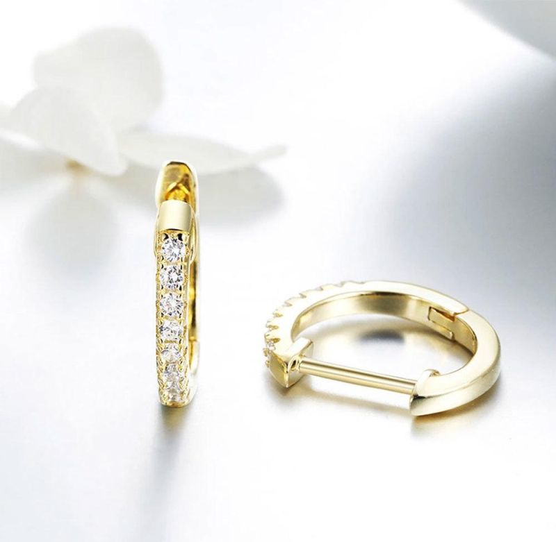 14K Gold Plated Cubic Zirconia Cuff Earrings Huggie Stud