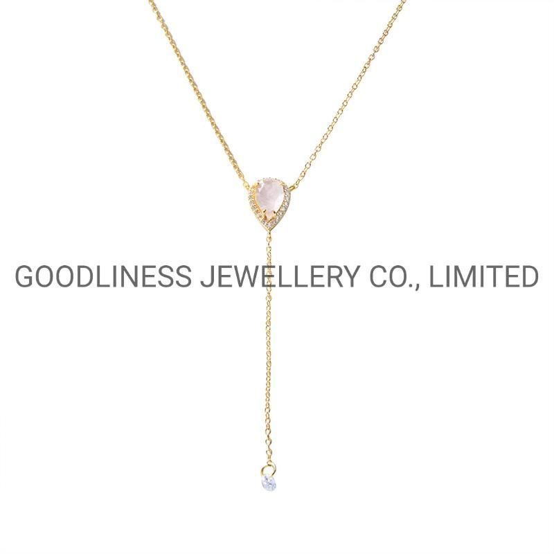 925 Sterling Silver Fine Jewelry Women Gestone Pendant Y Necklace