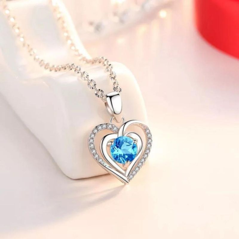 Factory Supply 925 Sterling Silver Necklace Women Ins Light Luxury Niche Heart-Shape High End Clavicle Chain