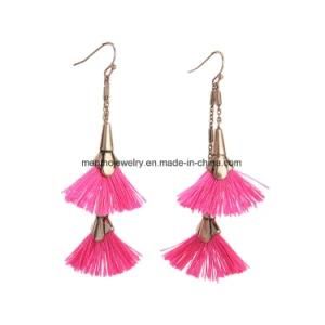 Double Fan Drop Long Shoulder Pink Convertible Tassel Earring Jewelry