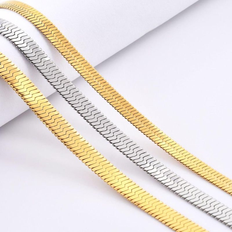 Direct Supplier Fadeless Stainless Steel Flat Herringbone Fashion Jewelry Making Chains Anklet Bangle Bracelet Necklace Jewellery