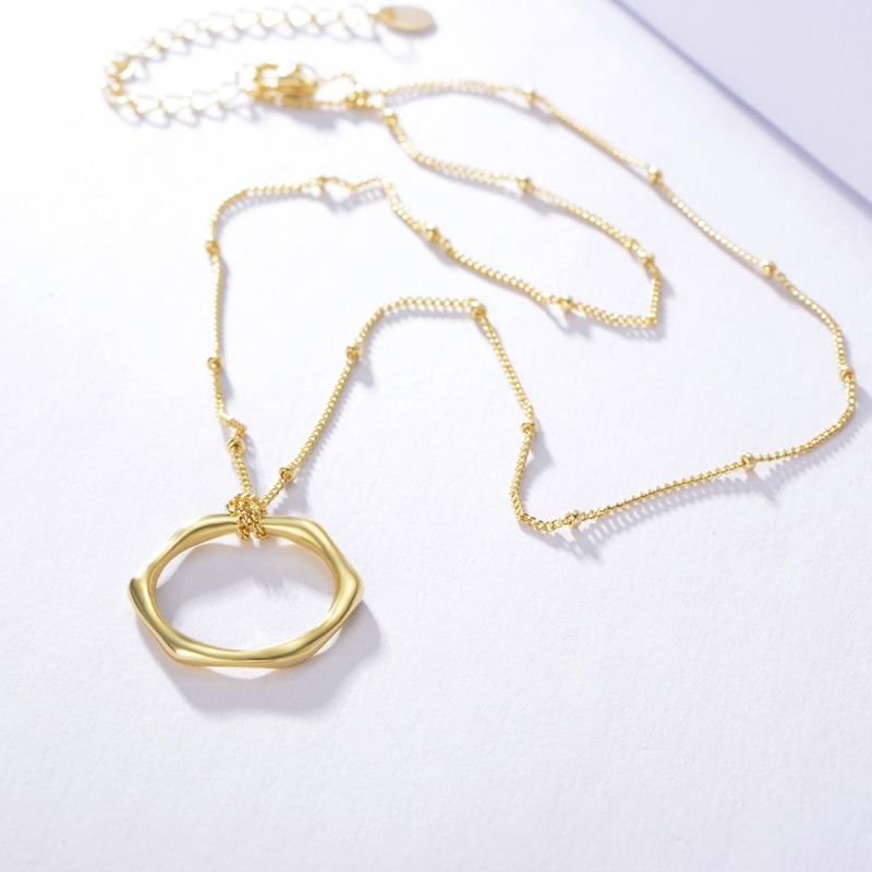 Wholesale Personality 925 Sterling Silver Creative Simple Hoop Pendant Trendy Necklace