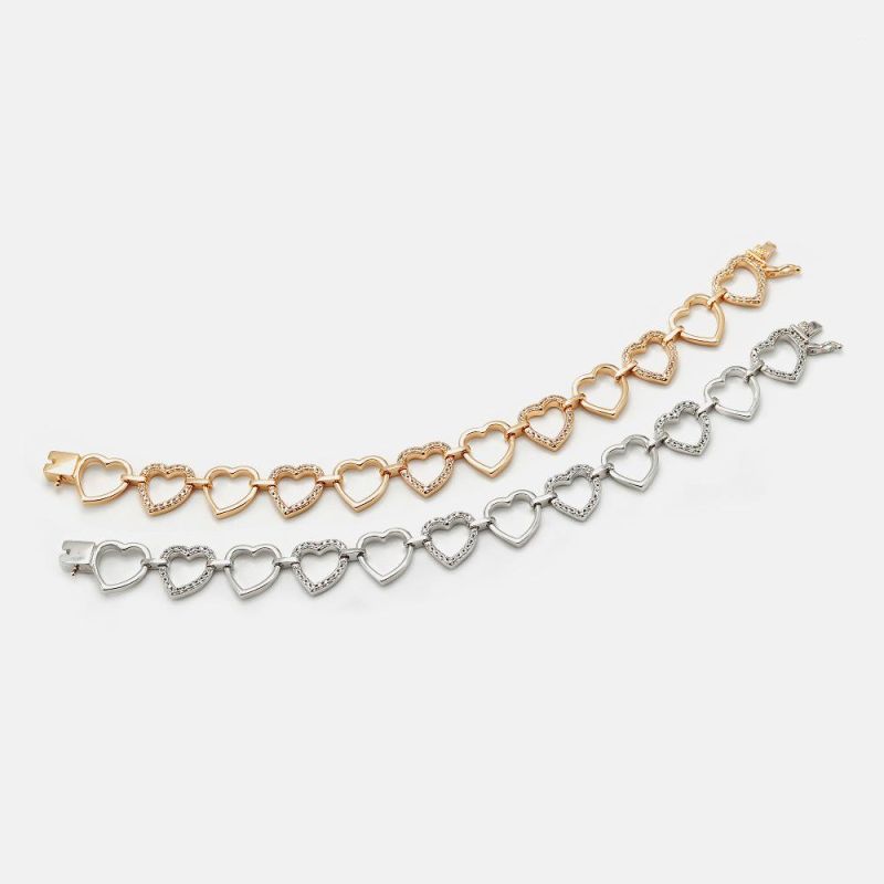 Fashion Wholesale Wedding Jewelry Gold Plated Heart Shape Bangle Bracelet