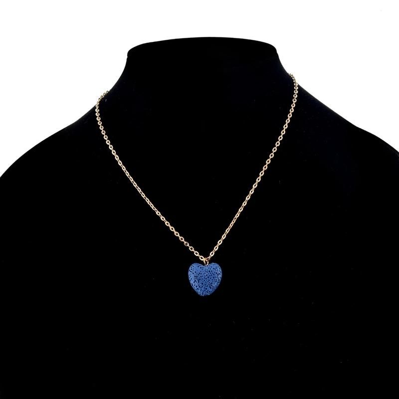 Fashion Stone Blue Heart Shaped Necklace