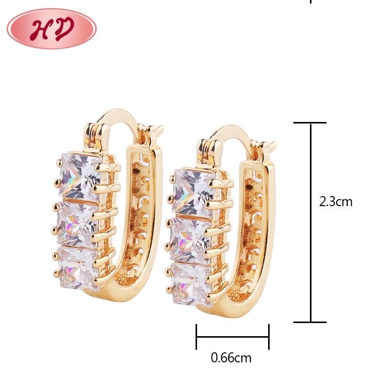 18K Gold Plated Hoop Huggie Zircon Earring for Women