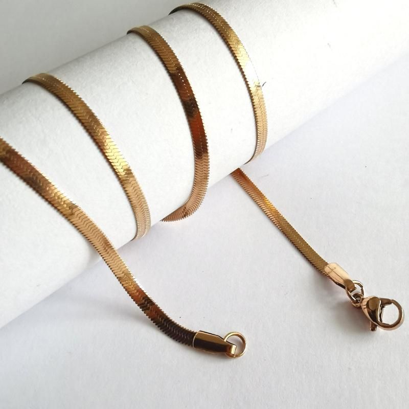 Hot Selling Fashion Jewelry Accessory Gold Plated Flat Herringbone Chain Bracelet Anklet Earrings Necklace for Handcraft DIY Design