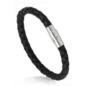 2017 New Fashion Men Black Leather Bracelet Friendship Bracelet