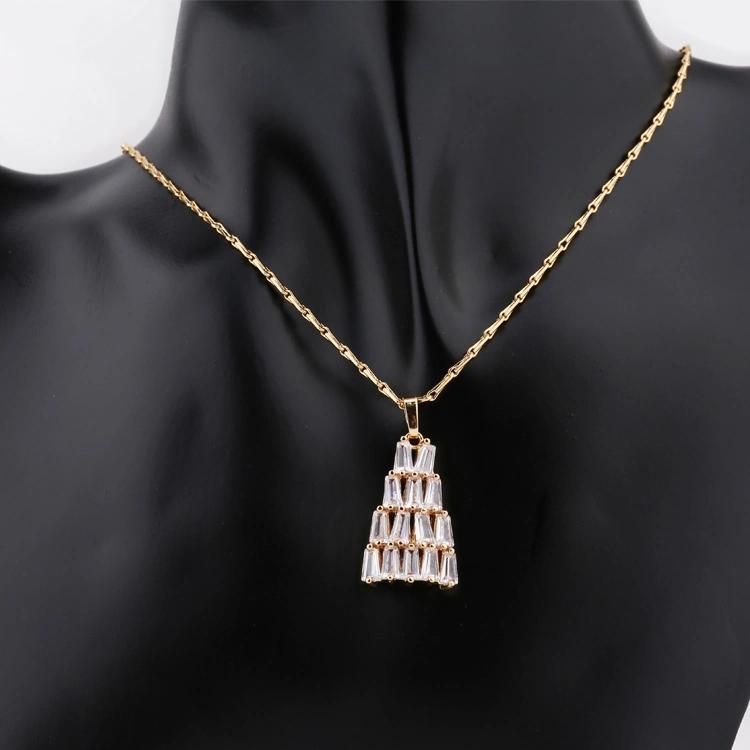 Fashion Women 18K Gold Plated Alloy Crystal Silver Jewelry Sets Pendant Chain Necklace