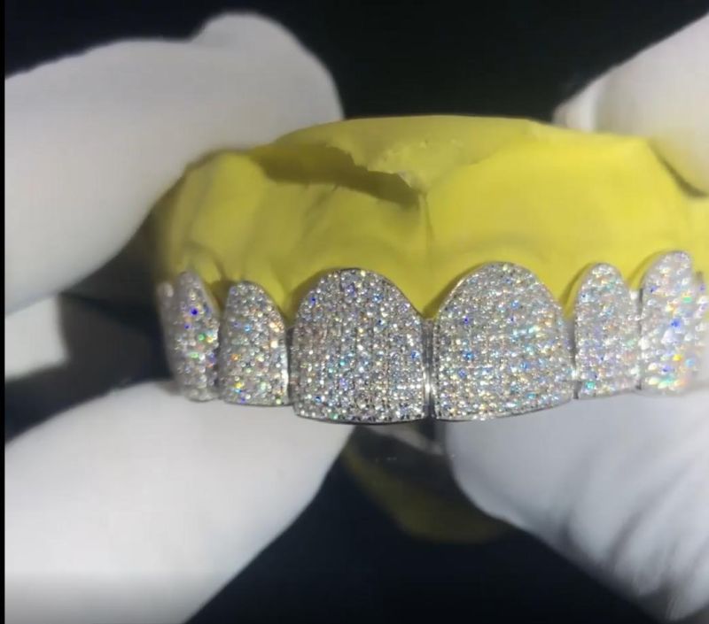 Messi Gems Hip Hop Custom Iced out Moissanite Diamond Silver Gold Teeth Grillz