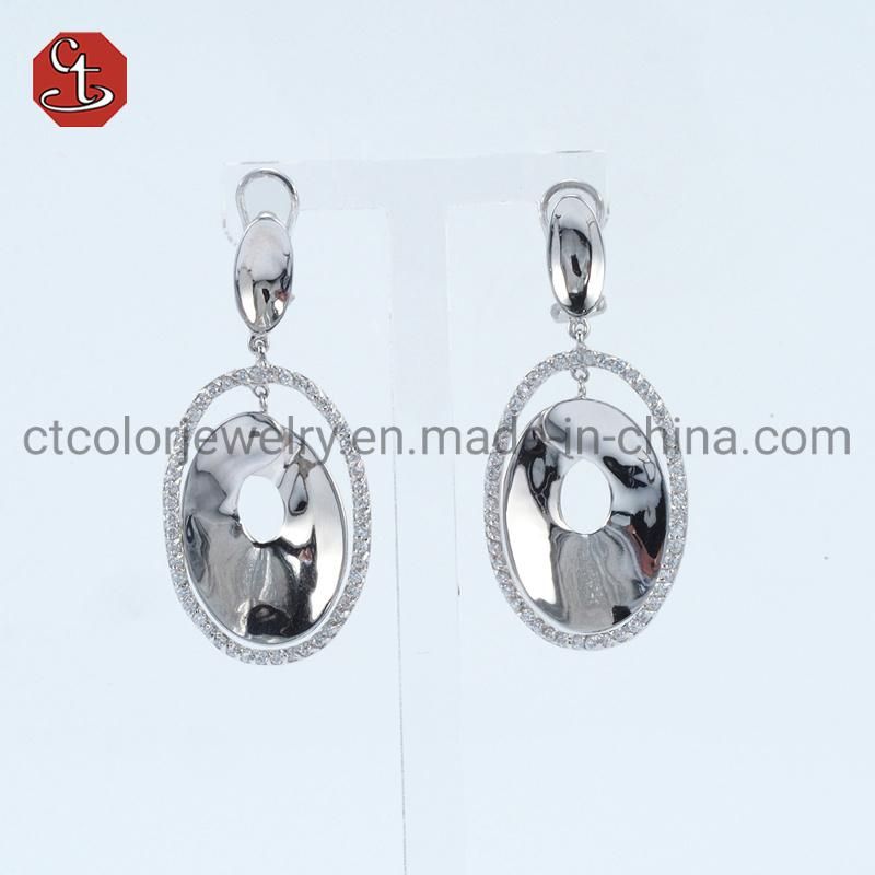 Fashion Cheap 925 Silver Pave Olive Yellow Zirconium Earrings Jewelry