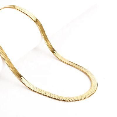 Hot Selling Fashion Jewelry Accessory Gold Plated Flat Herringbone Chain Bracelet Anklet Earrings Necklace for Handcraft DIY Design