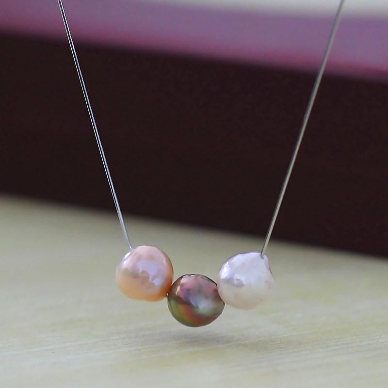Sterling Silver Natural Cultured Baroque Freshwater Pearl Pendant Necklace Jewelry (XL120002)