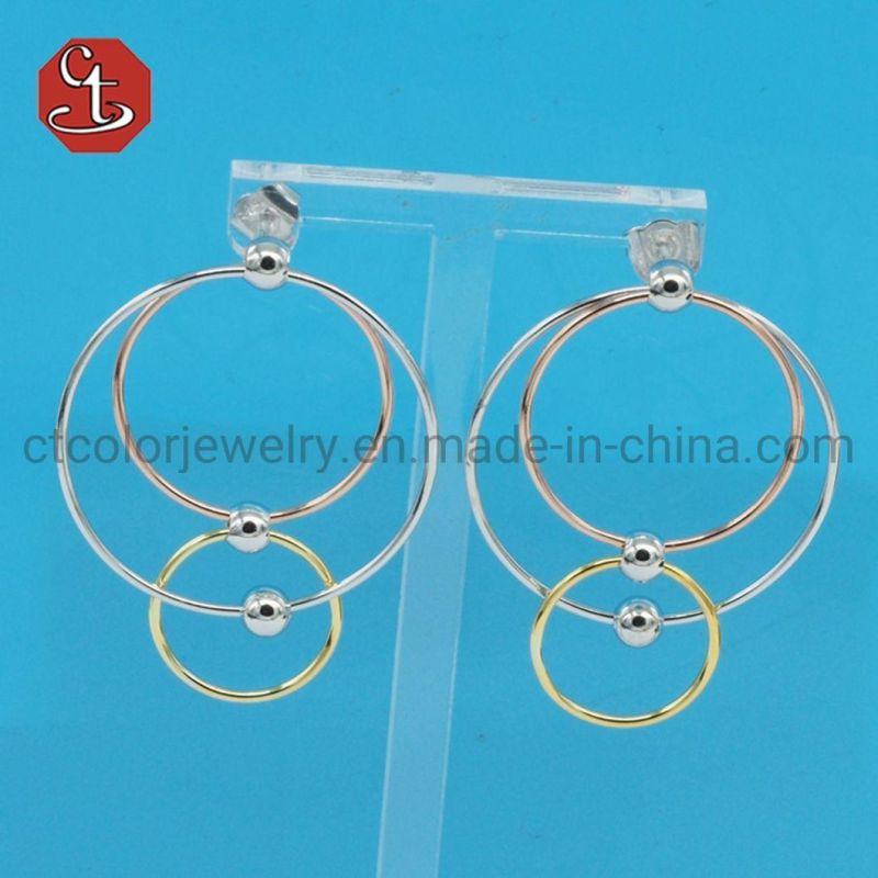 Special Few CZ Haggie Round circle AB Unbalnce asymmetrical Earring Brass & Silver Jewelry