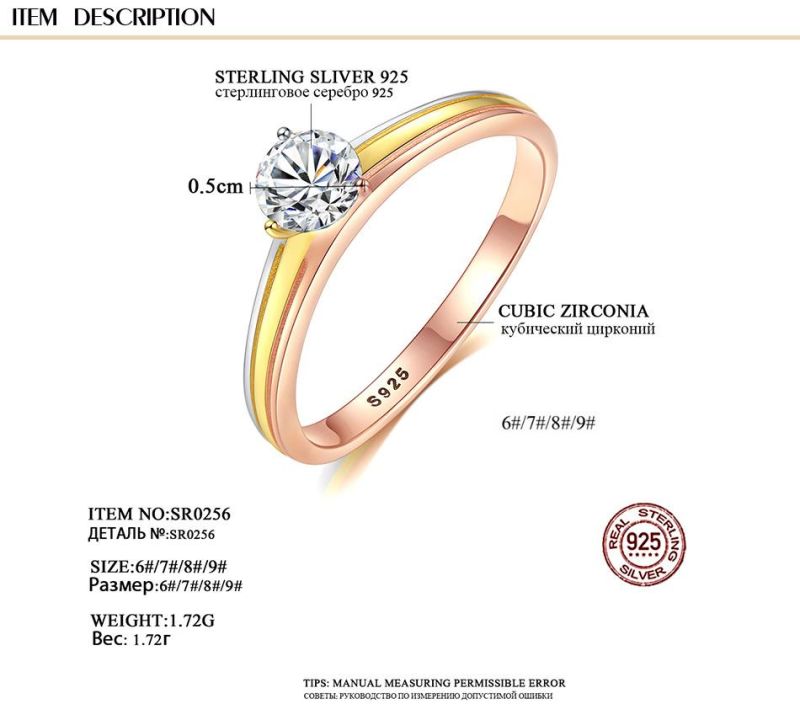 Golden Silverring for Bridal with Moissanite Diamond