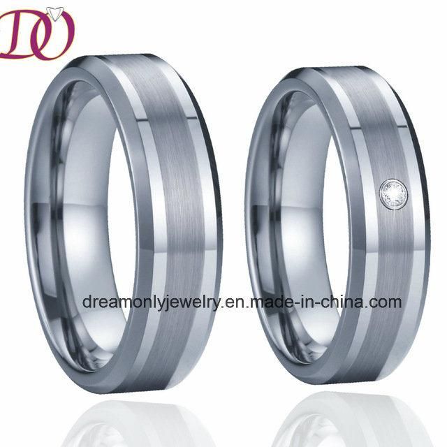 Silver Inlay Stainless Steel Jewelry Ring Titanium Ring
