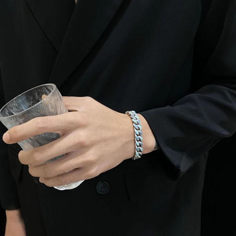 Manufacturer Custom Hip Hop Jewelry High Quality Waterproof New Arrivals Cuban Jewellery Stainless Steel Bracelet Couple Jewelry Fashion Men Jewelry