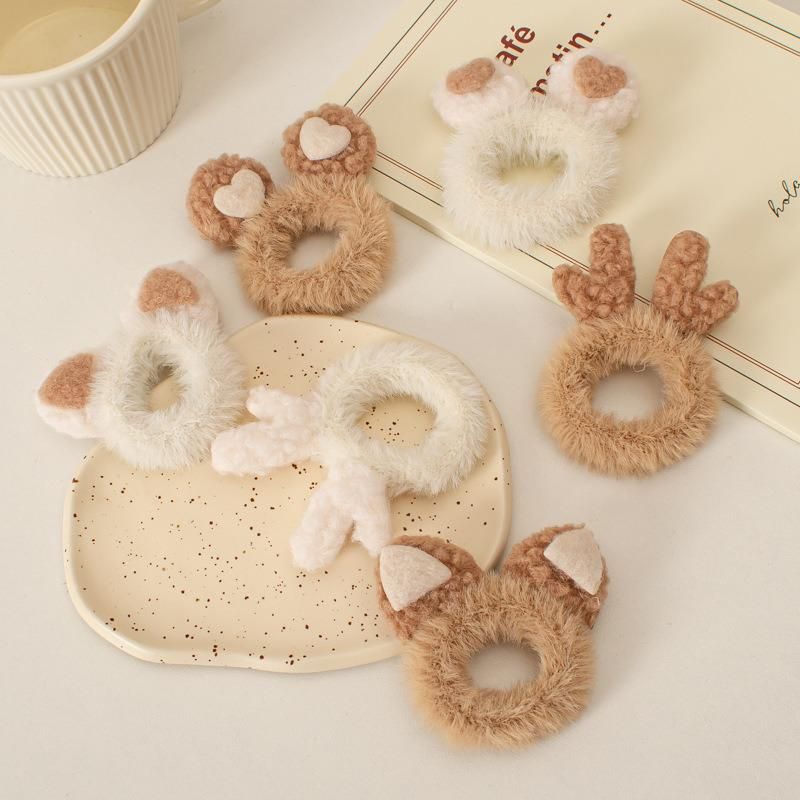 Cute Plush Three-Dimensional Love Cat Ears Small Deer Antler Rubber Band Japanese Milk Cute Fun Hair Bands