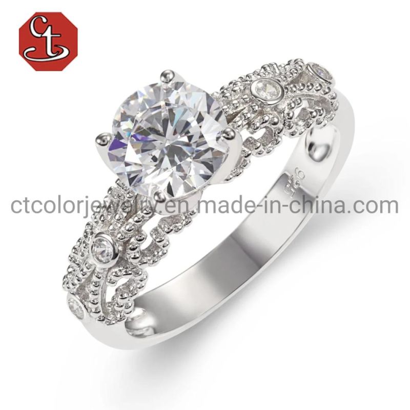 Fashion Jewelry Luxury 925 Sterling Silver Wedding Ring Eternity Cubic Zirconia Finger Rings