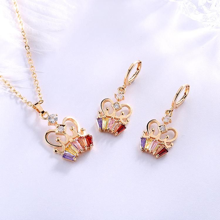 Wholesale 18K Gold Plated Diamond Cubic Zirconia Earring Necklace Jewelry Set