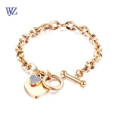 Stainless Steel Bracelet with Heart Accsssoeires Fashion Lady Jewelry