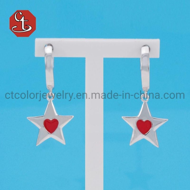 Newest Silver or Brass Earrings for Women Small Circle Enamel Earrings Silver Hoop Earring