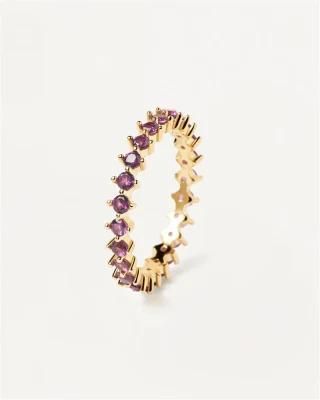 Violet and Champagne Colors Brass Ring with Zirconia Stones for The Wedding and Daily Wearing