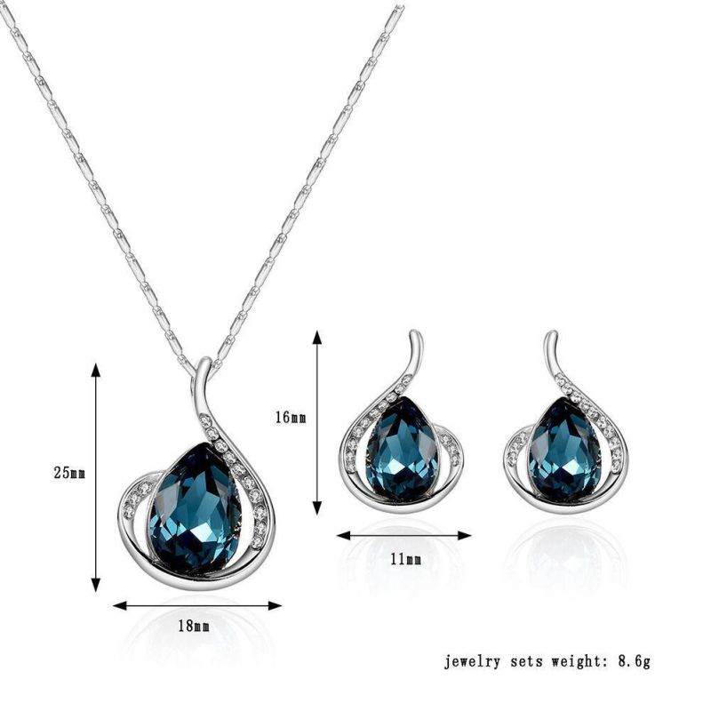 2022 Cross-Border Amazon Hot Selling Gourd Necklace and Earrings Fully-Jeweled Crystal Necklace Earrings