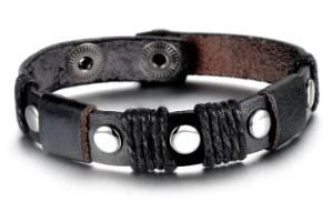 Genuine Leather Wrap Bracelet Adjustable Cool Belt Rivet Punk Rock Bracelet Hot Fashion Charm Handmade Bangle Accessories for Men