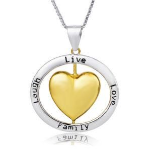 Fashion New Imitation Jewelry 925 Sterling Silver Heart Circle Charm