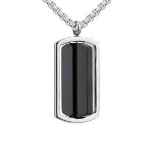 Stainless Steel Two-Tone Rotatable Pendant Necklace