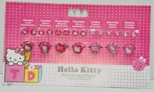 Hello Kitty Stick on Earring and and Ring Sets