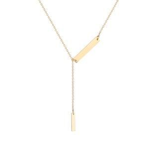 Custom Logo Stainless Steel Blank Baguette and Bar Drop Necklace