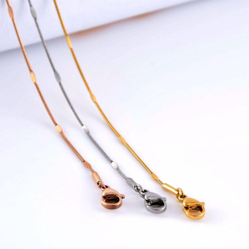Hot Sale Necklace Craft Design Stainless Steel Gold Plated Fashion Necklaces Chain Bangle Jewelry Round Snake with Embossed