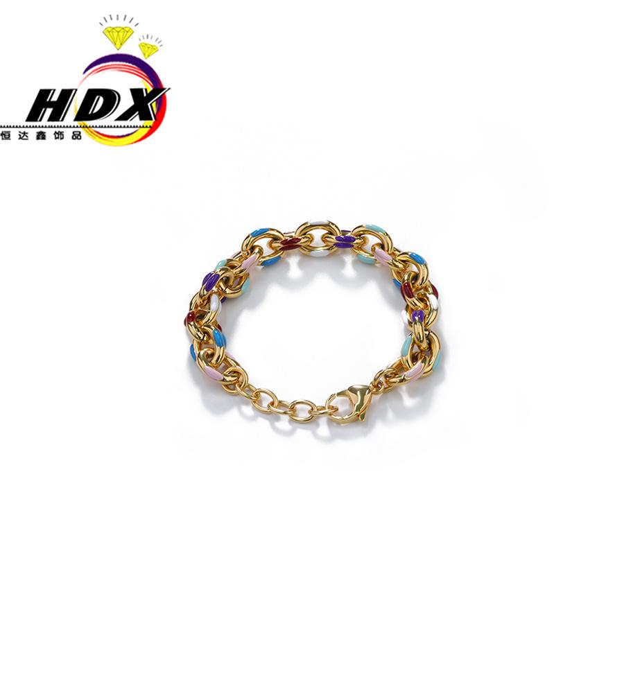 Glue Dripping Colorful Thick Chain Women′s Bracelet