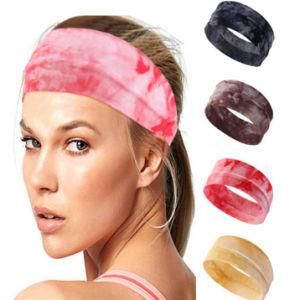 2021 Hot Sales Tie Dye Sport Headband Cotton Wide Sweatband Workout Yoga Stretchy Hair Accessories for Women and Girls