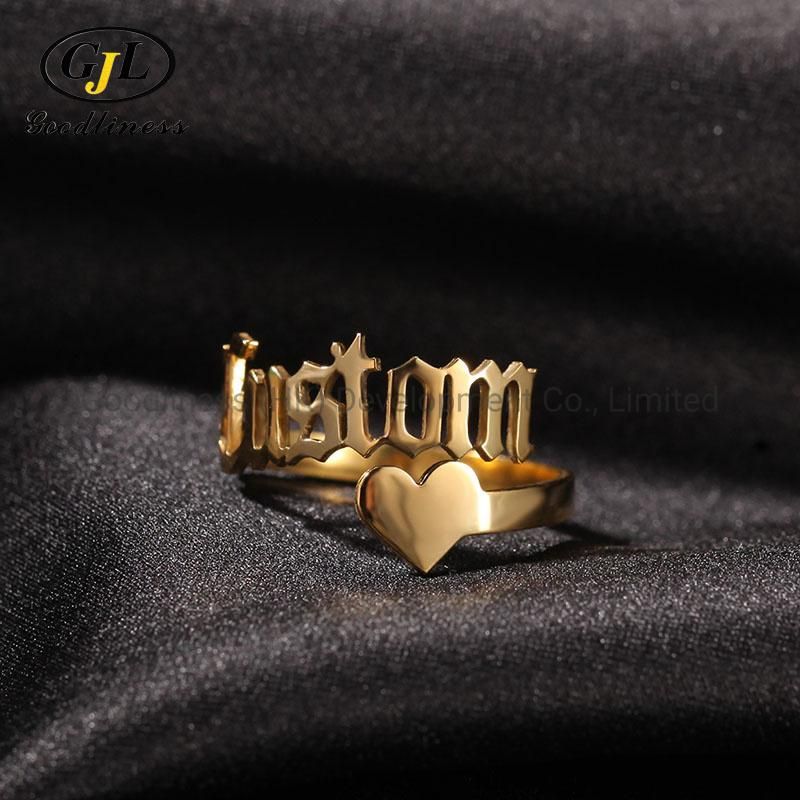 Customized Fashion Hip Hop Personality Cut Ring DIY Letter Ring