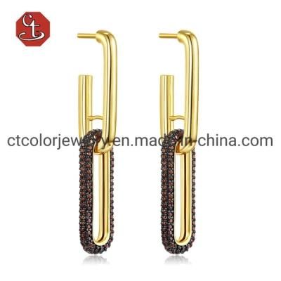 Fashion Custom Jewelry 18K Gold CZ 925 Sterling Silver Earring