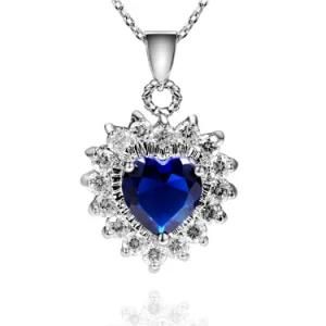 Beauty New Fashion Imitation Jewelry Sapphire Ocean Heart Pendant